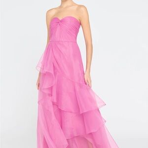 Theia Nicki Organza Strapless Pink Gown
